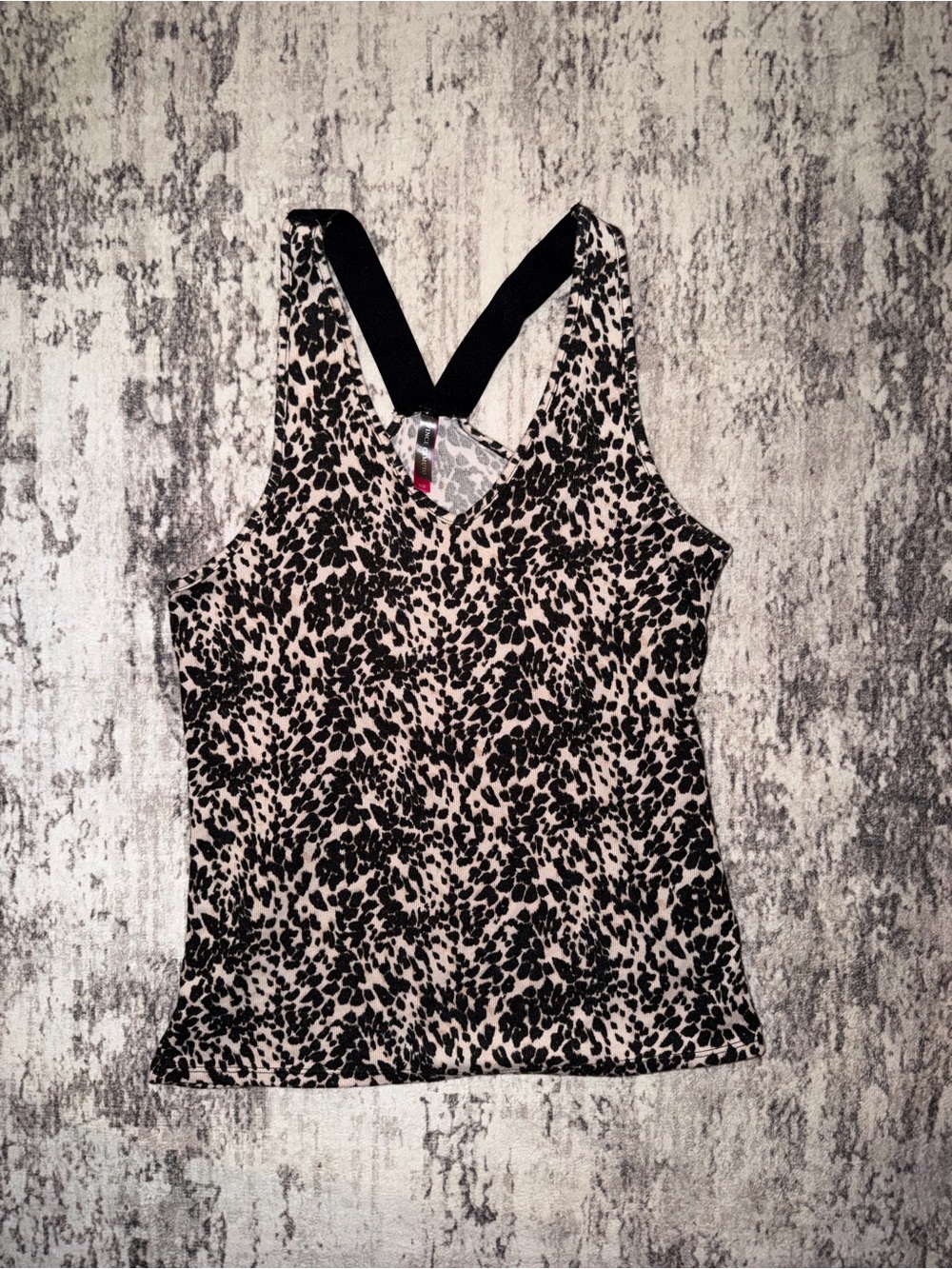 NWOT Vince Camuto Black and Cream Leopard-Print Racer Back TankTop